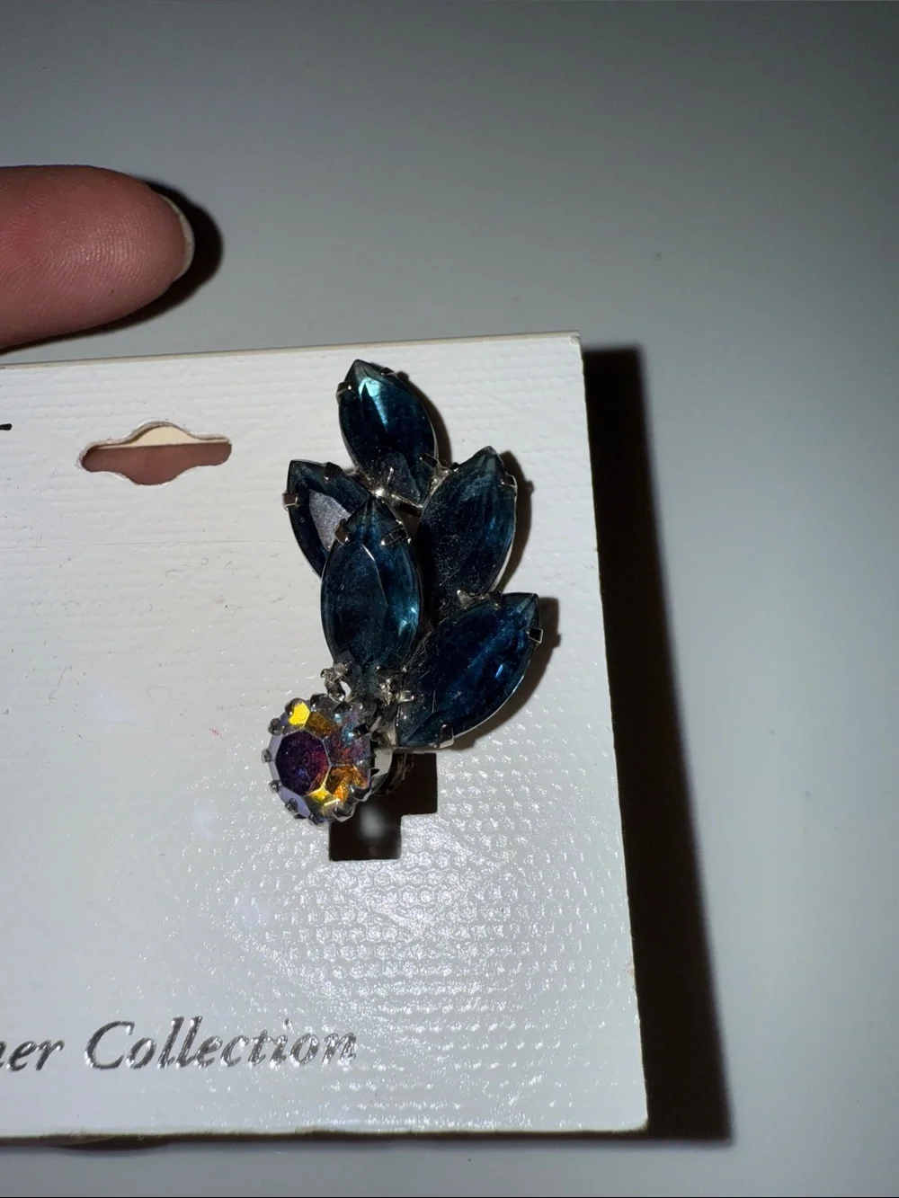 Blue Crystal Clip-on Earrings